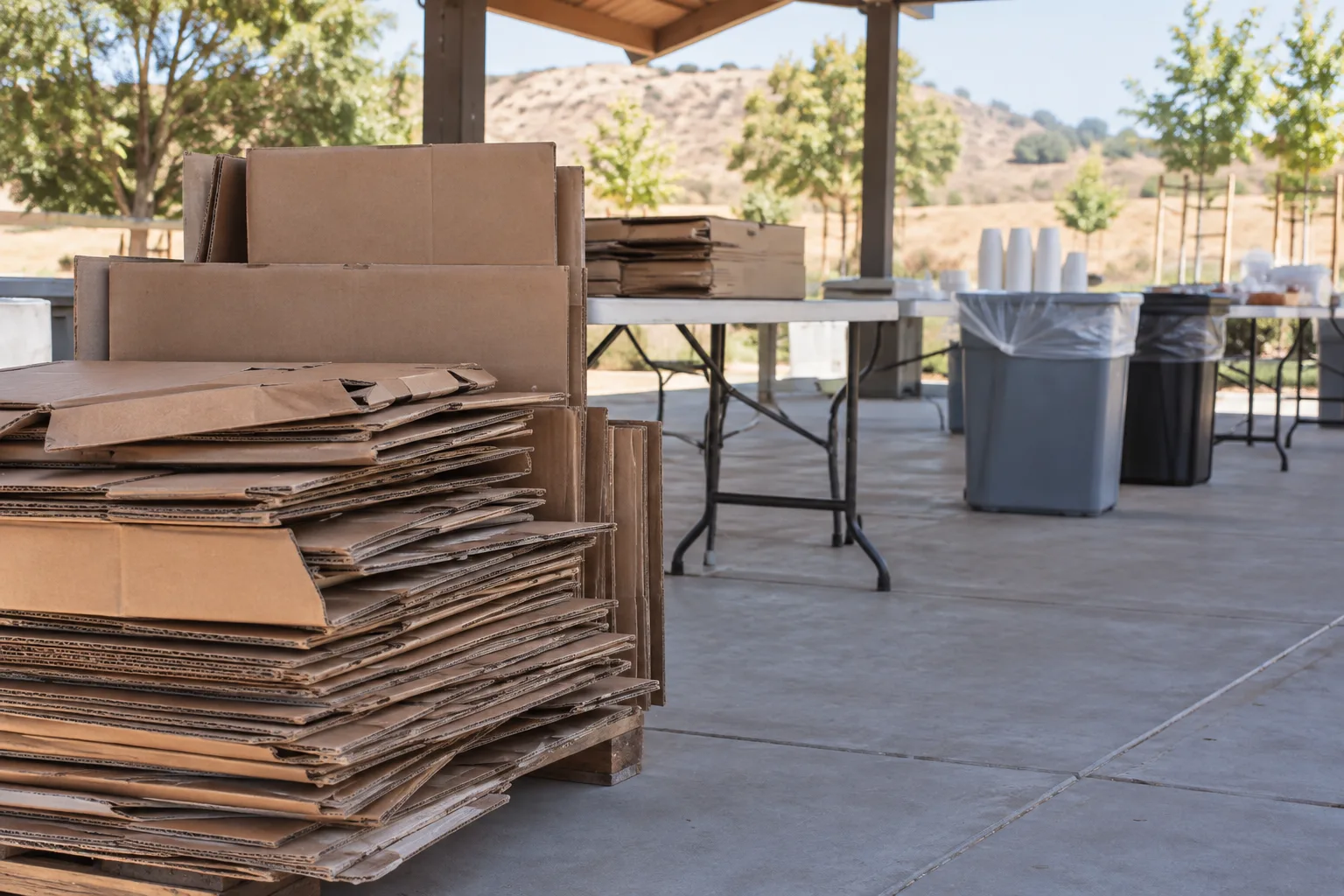 Cardboard prepared for event cardboard cleanup